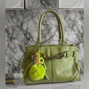 Y2K Coach green pebbled leather satchel